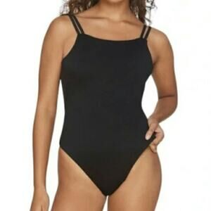 Andie Rockaway One Piece Black Double Strap Square Neck Swim Bathing Suit XL New